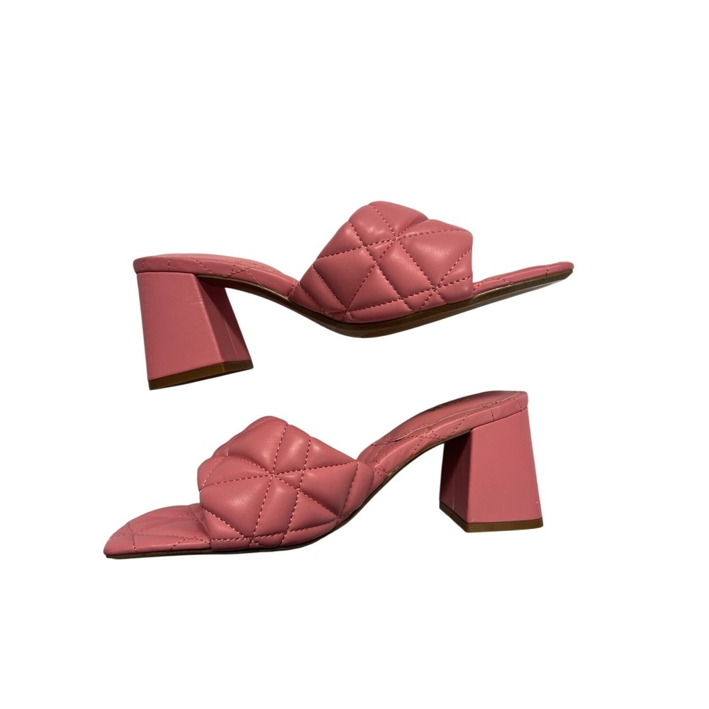 Zara Barbie Pink Quilted Block Heels 3 Inch Size 8 - Picture 2 of 5